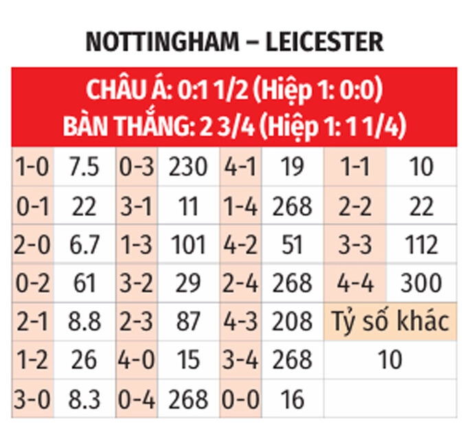 Lịch Sử Đối Đầu Nottingham Forest Vs Leicester City